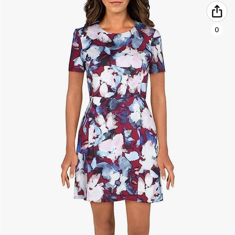 French connection Eleanor baked cherry floral stretch dress size 12